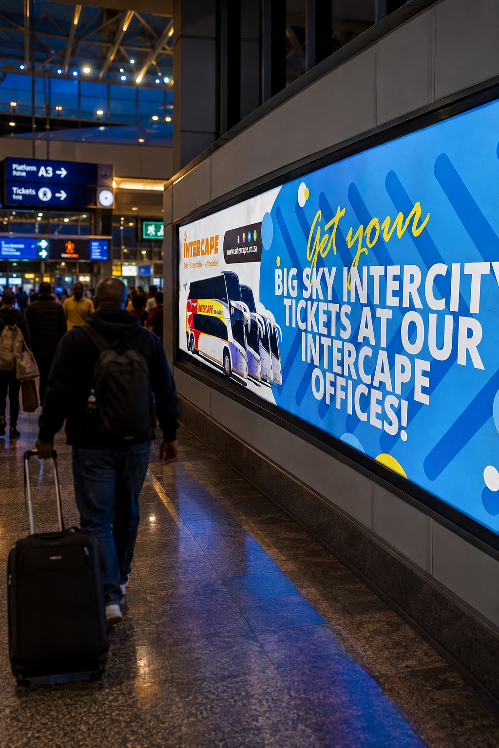 Intercape Big Sky station signage restaged portfolio piece.