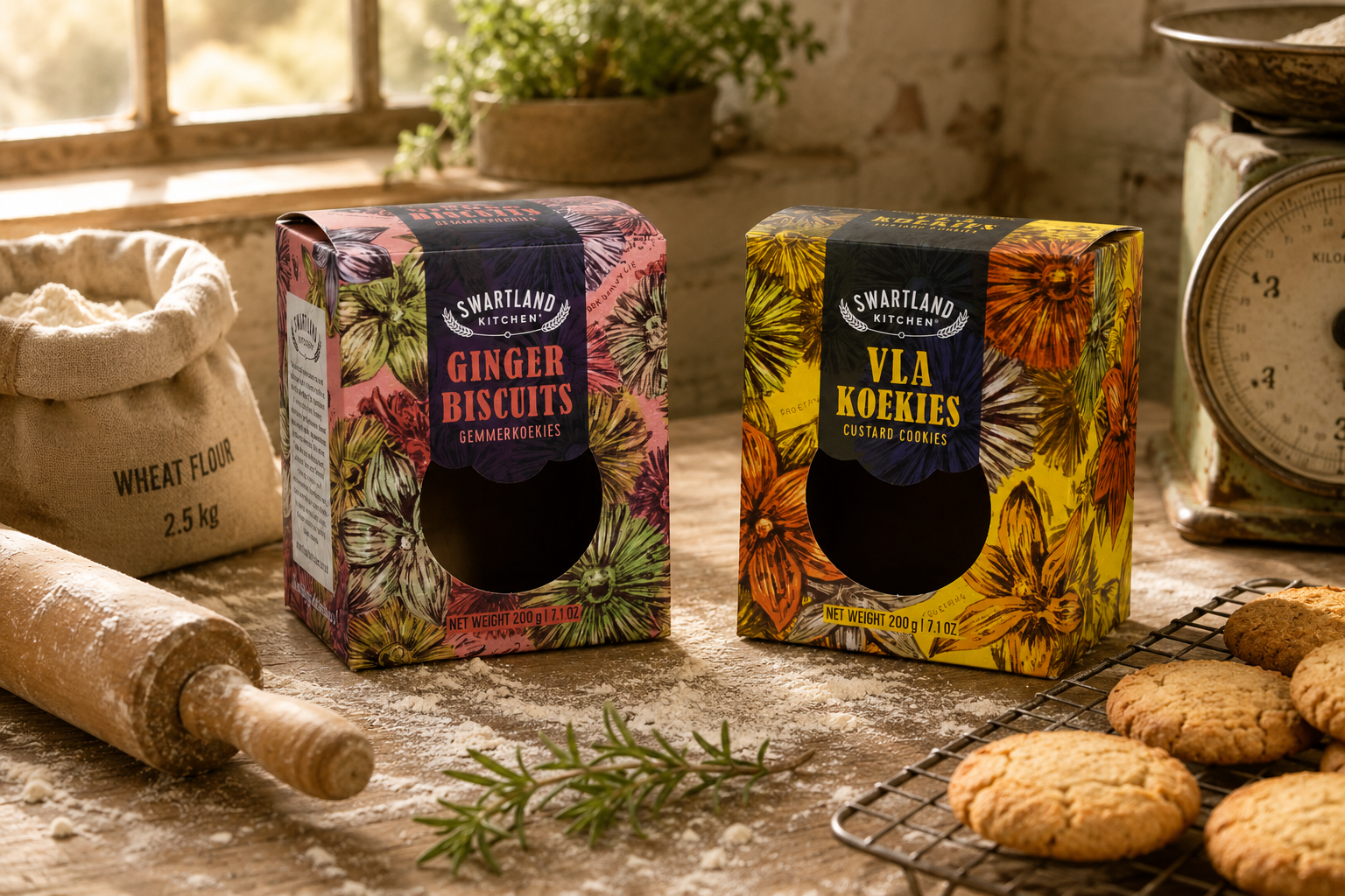 Swartland Kitchen Window biscuit boxes restaged portfolio piece.