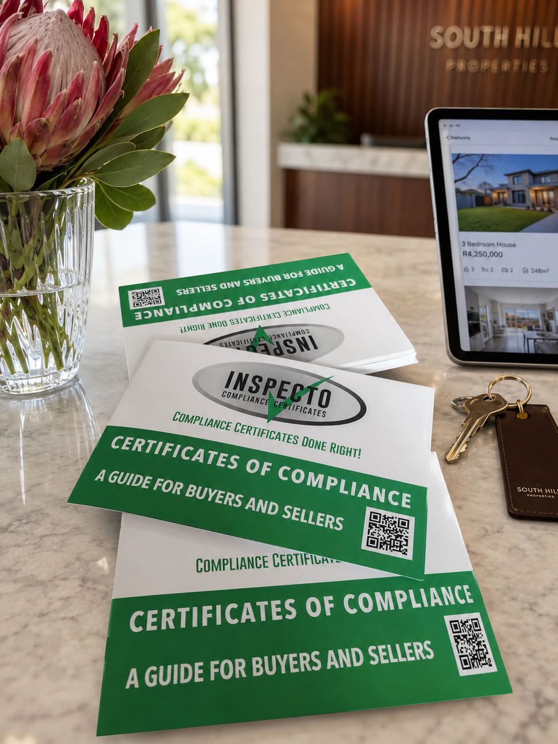 Inspecto Certificates of Compliance — buyer/seller guide restaged portfolio piece.